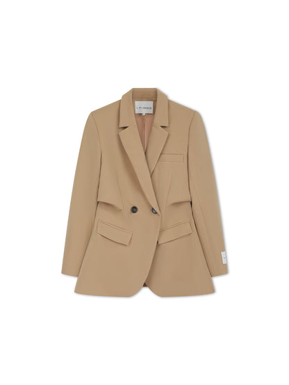 'ASTON' STRUCTURED HOURGLASS CINCHED WAIST BLAZER CAMEL