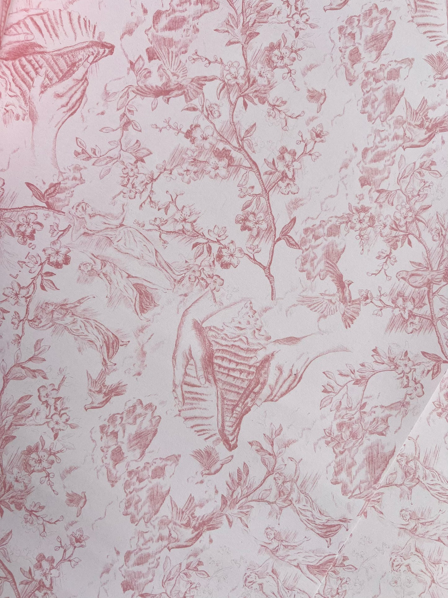 5 Signature Rose Toile Gift Wrap Sheets & 5 Tags