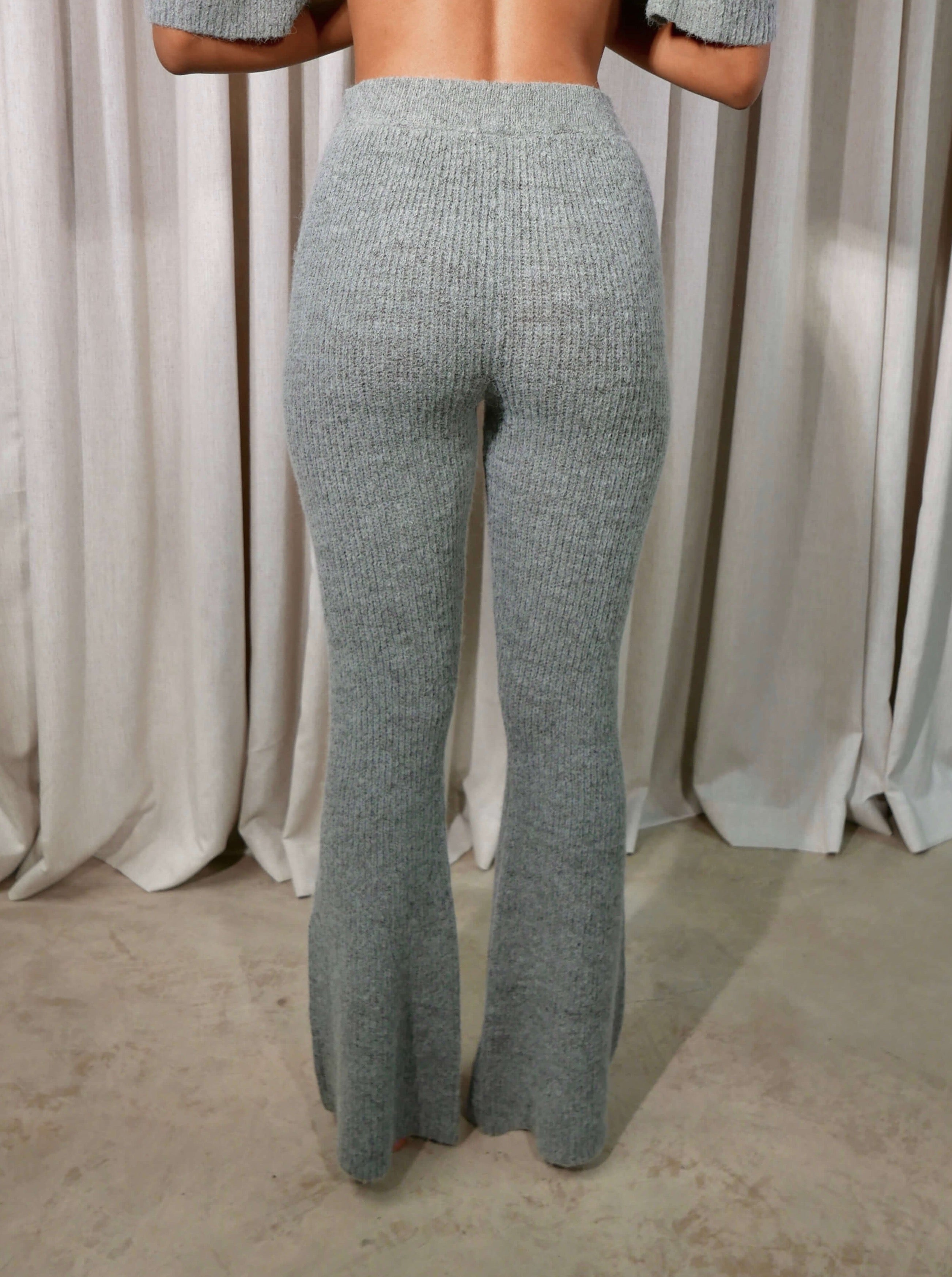 Grey ribbed 2024 flared trousers