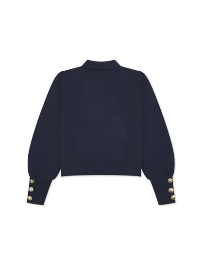 'VERITY' VARSITY BOXY FIT CARDIGAN NAVY