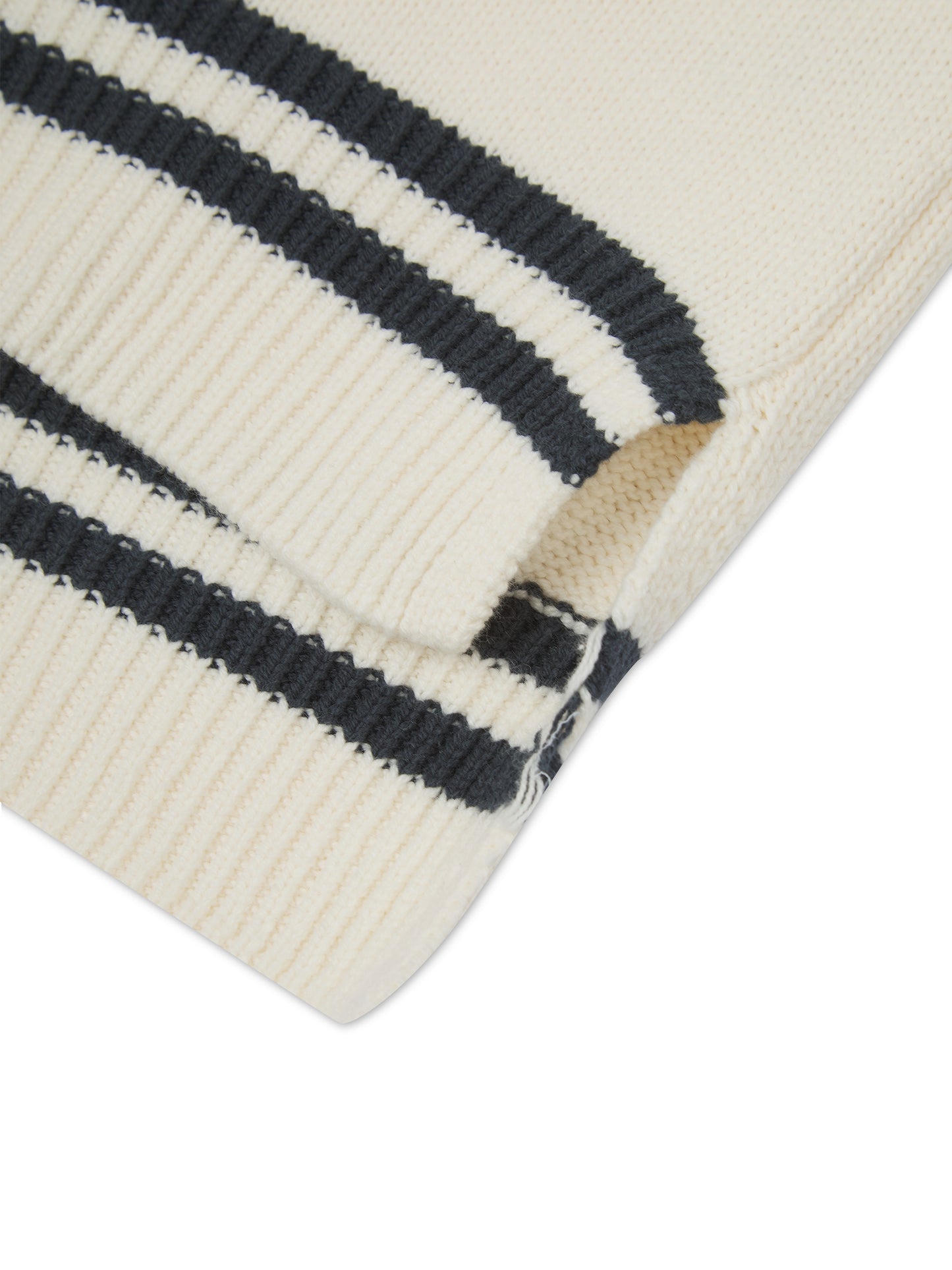 'ROMY' VARSITY CROPPED V NECK KNITTED JUMPER WHITE