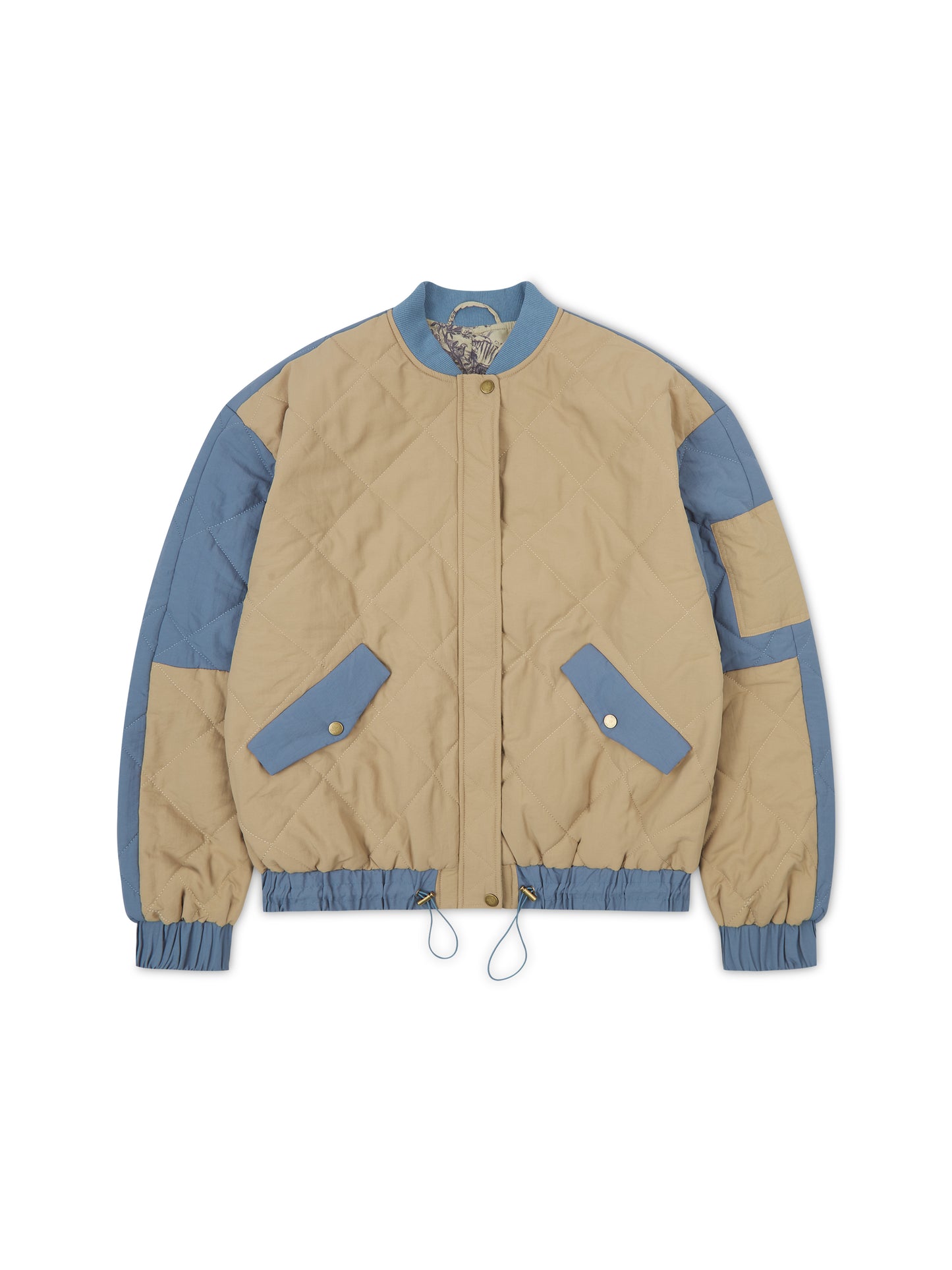 'LOUIS' COLOUR BLOCK REVERSIBLE BOMBER JACKET KHAKI