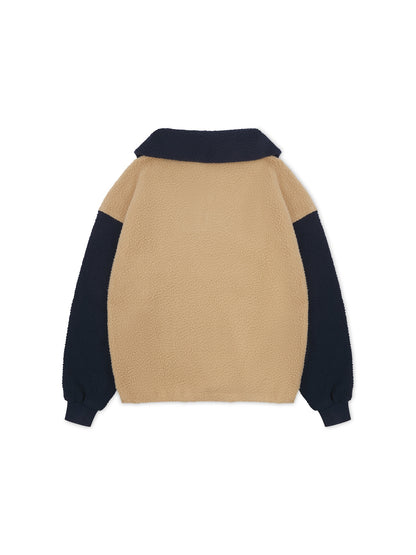 'ELYSIA' HALF ZIP TEDDY OVERSIZED COLOUR BLOCK SWEATSHIRT MULTI