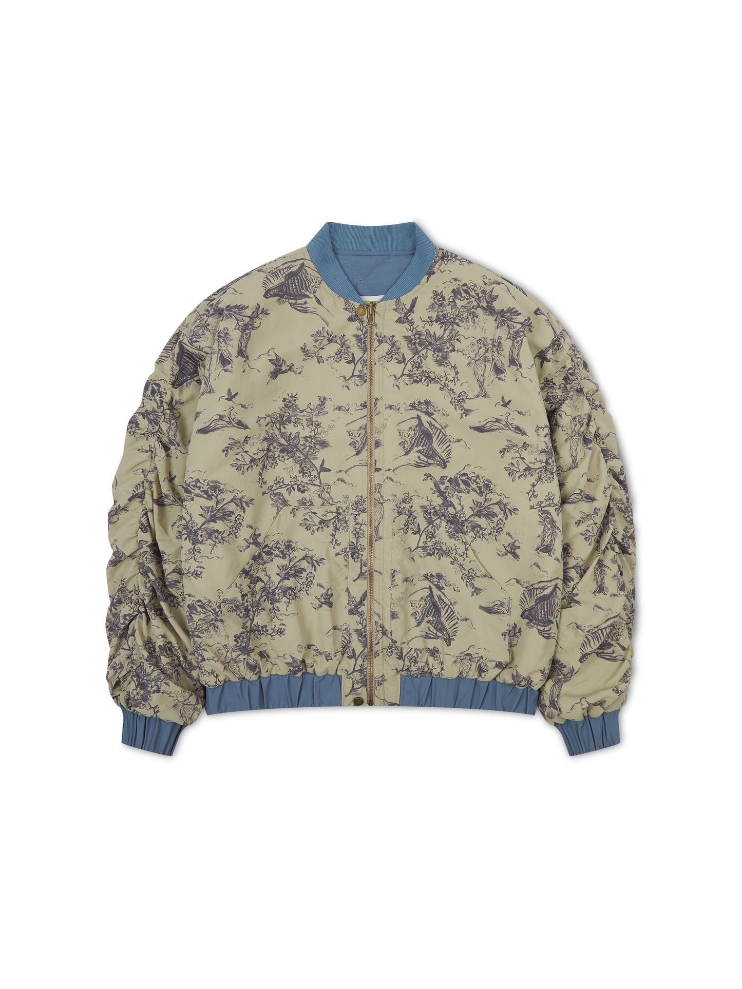 'LOUIS' COLOUR BLOCK REVERSIBLE BOMBER JACKET KHAKI