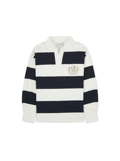 'CLEMENCE' VARSITY STRIPED RUGBY TOP NAVY