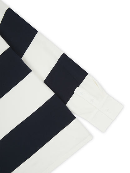 'CLEMENCE' VARSITY STRIPED RUGBY TOP NAVY