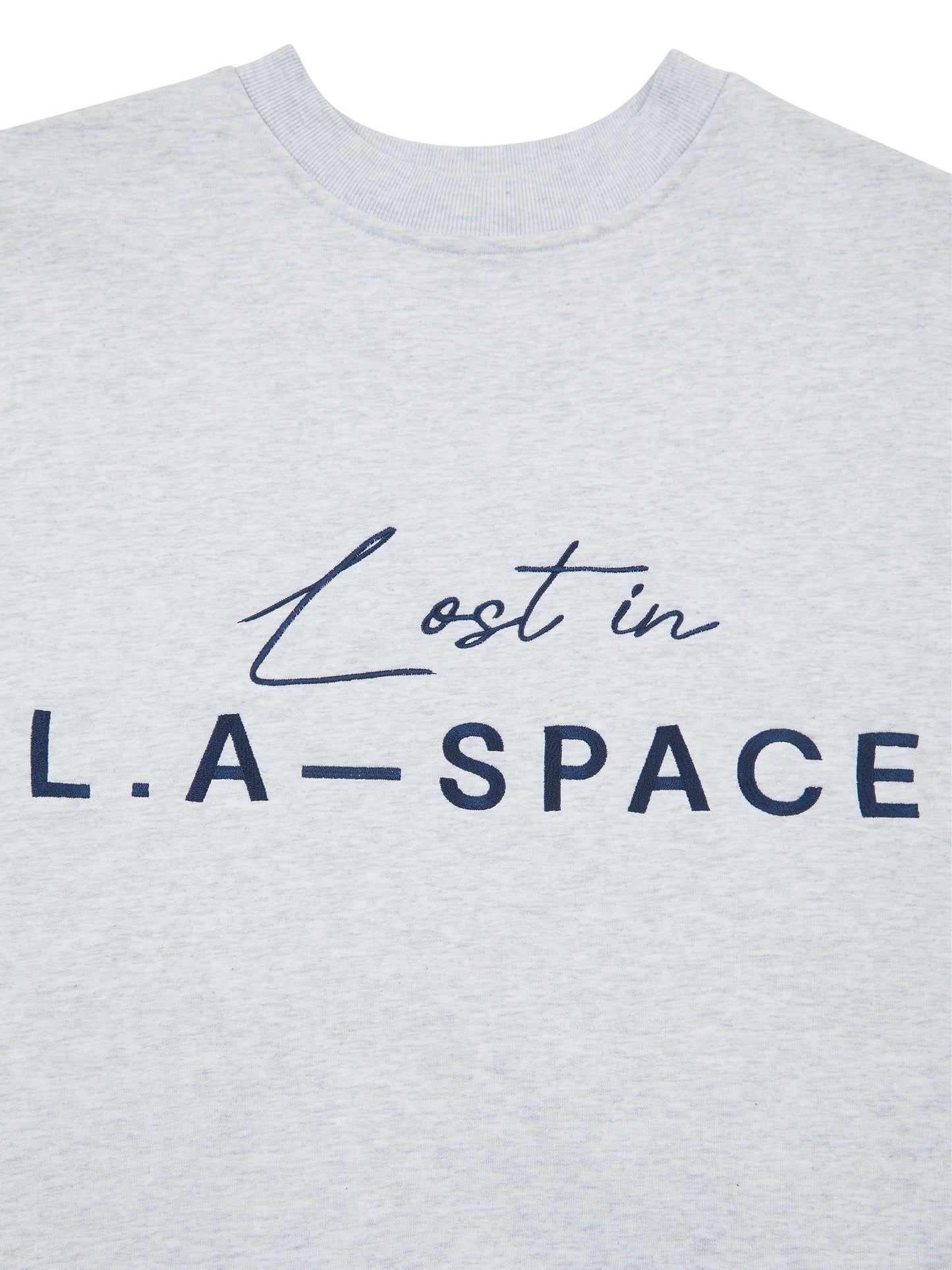 'LOST IN L.A-SPACE' EMBROIDERED SWEATSHIRT IN LIGHT GREY MARL