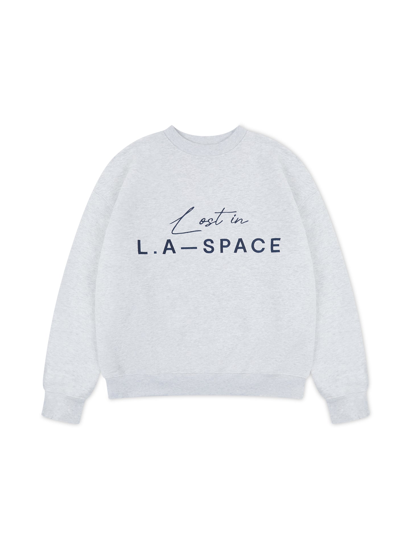 'LOST IN L.A-SPACE' EMBROIDERED SWEATSHIRT IN LIGHT GREY MARL