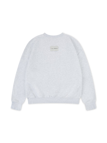 'LOST IN L.A-SPACE' EMBROIDERED SWEATSHIRT IN LIGHT GREY MARL