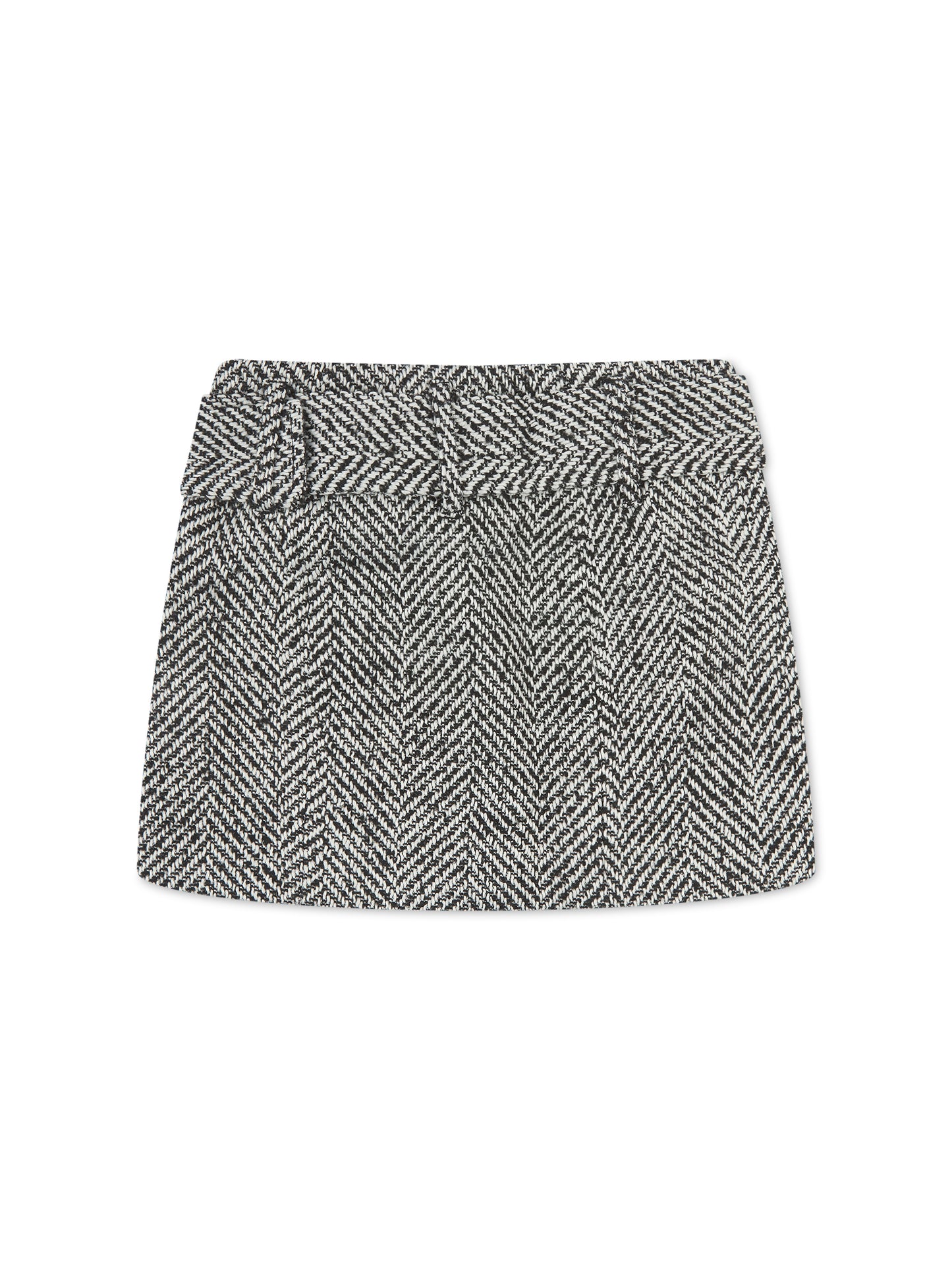 'MORGAN' HERRINGBONE BUCKLE BELT MINI SKIRT IN BLACK