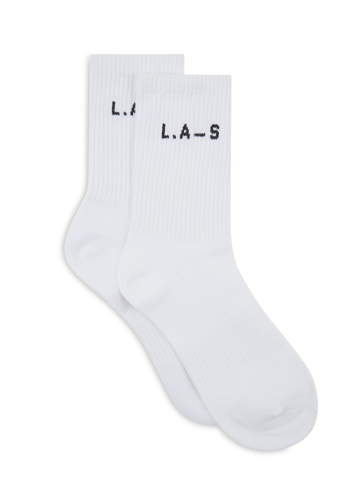 'L.A-S' CREW SOCKS TWINPACK IN WHITE