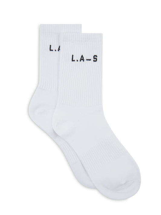 'L.A-S' CREW SOCKS TWINPACK IN WHITE