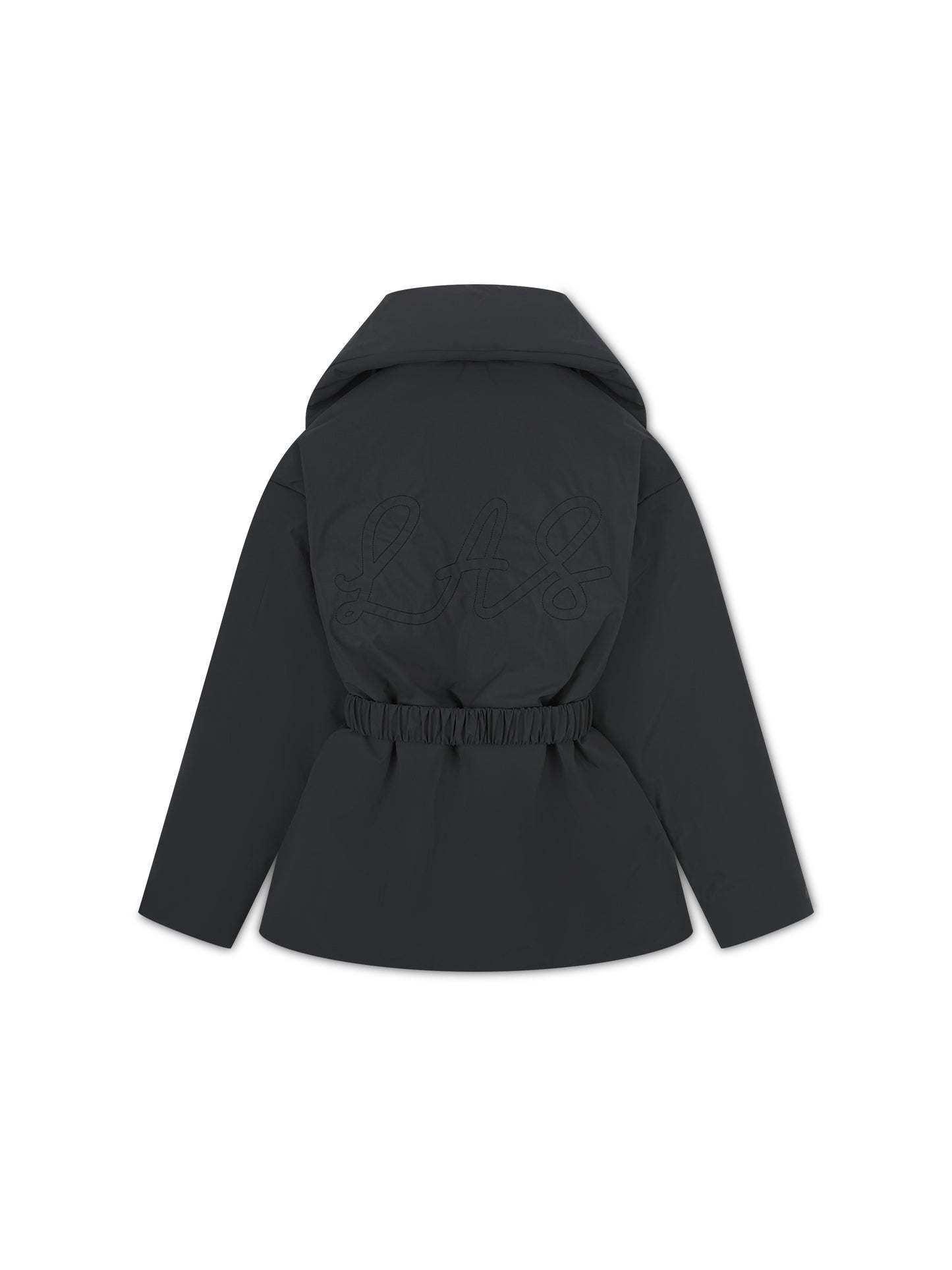 'MARAIS' SHAWL COLLAR BELTED PUFFER JACKET CHARCOAL