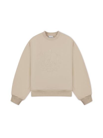 ‘DUCHESSE’ VARSITY EMBROIDERED OVERSIZED SWEATSHIRT BEIGE