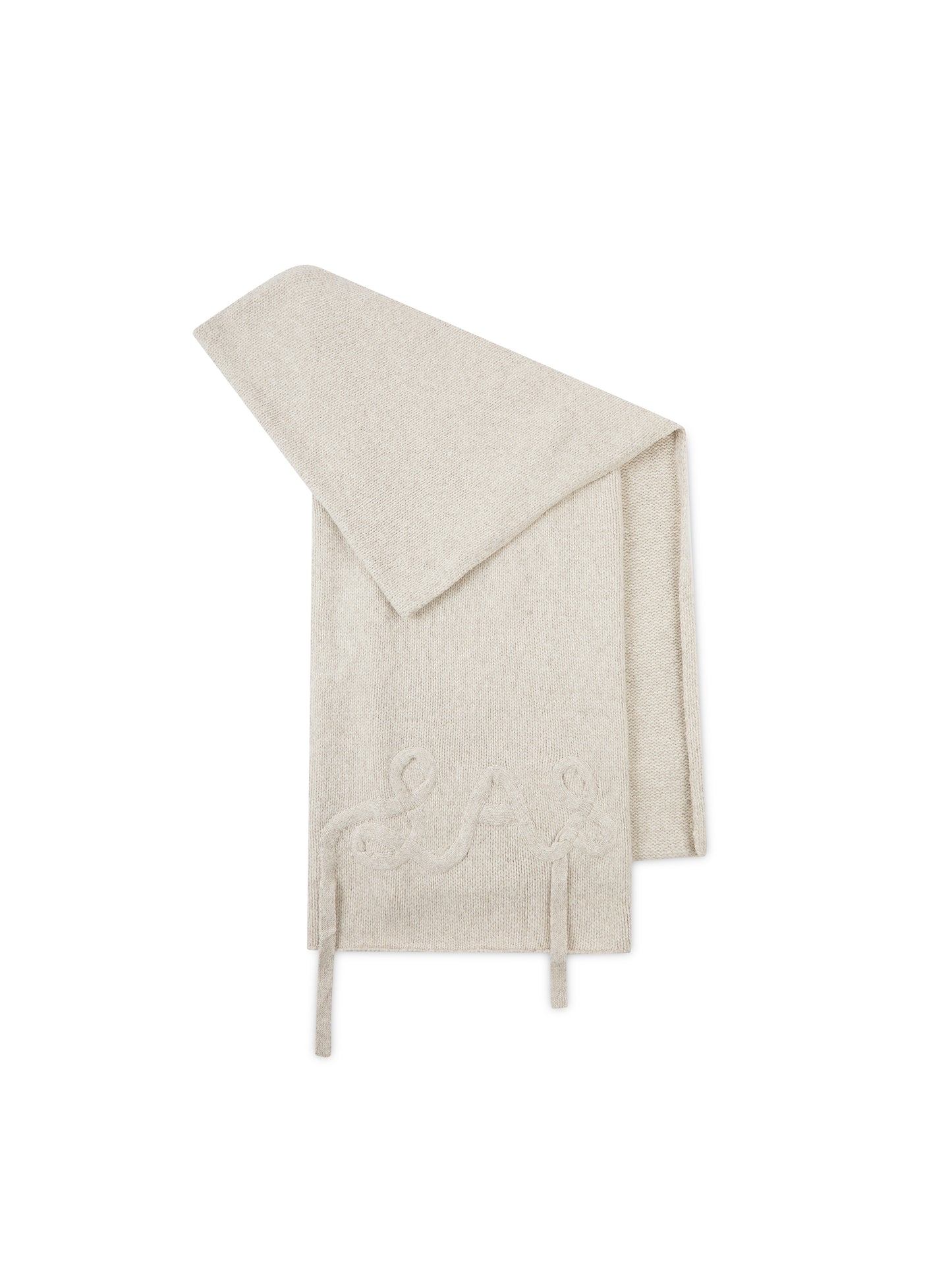 'LOULOU' WOOL BLEND APPLIQUÉ DETAIL SCARF OAT BEIGE