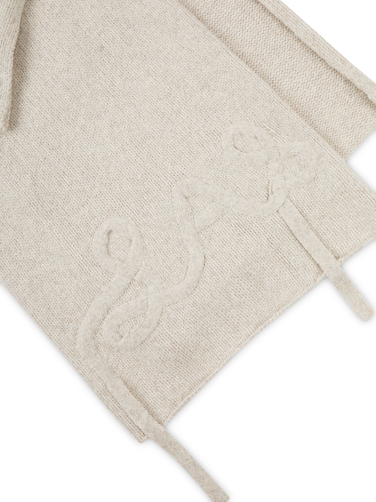 'LOULOU' WOOL BLEND APPLIQUÉ DETAIL SCARF OAT BEIGE