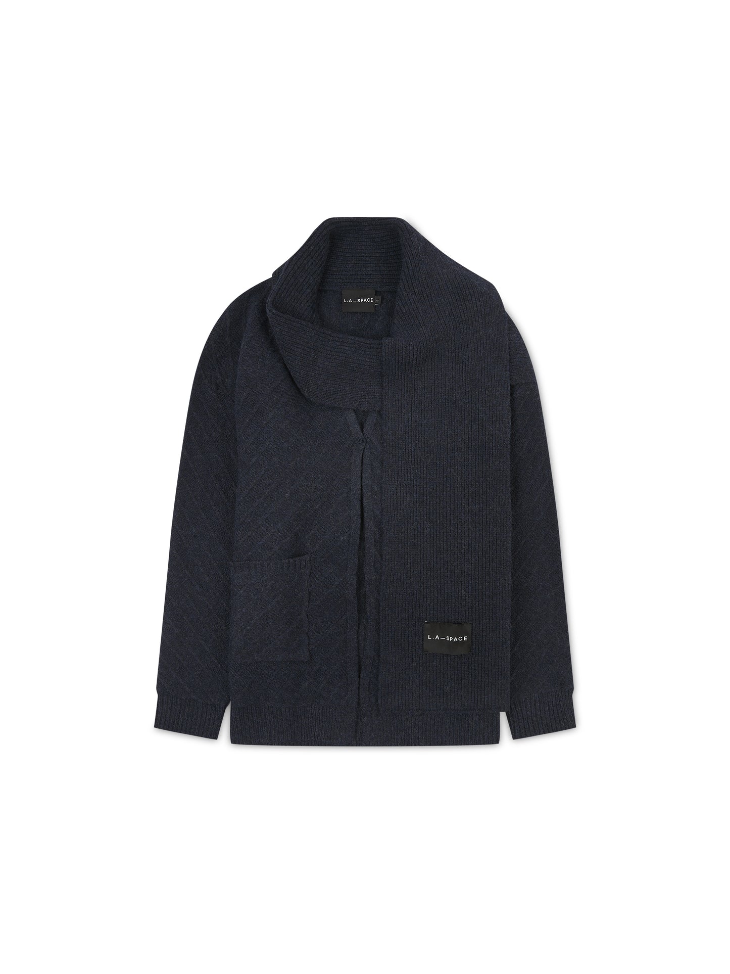 'CAMILLE' KNITTED CARDIGAN WITH SCARF DETAIL NAVY