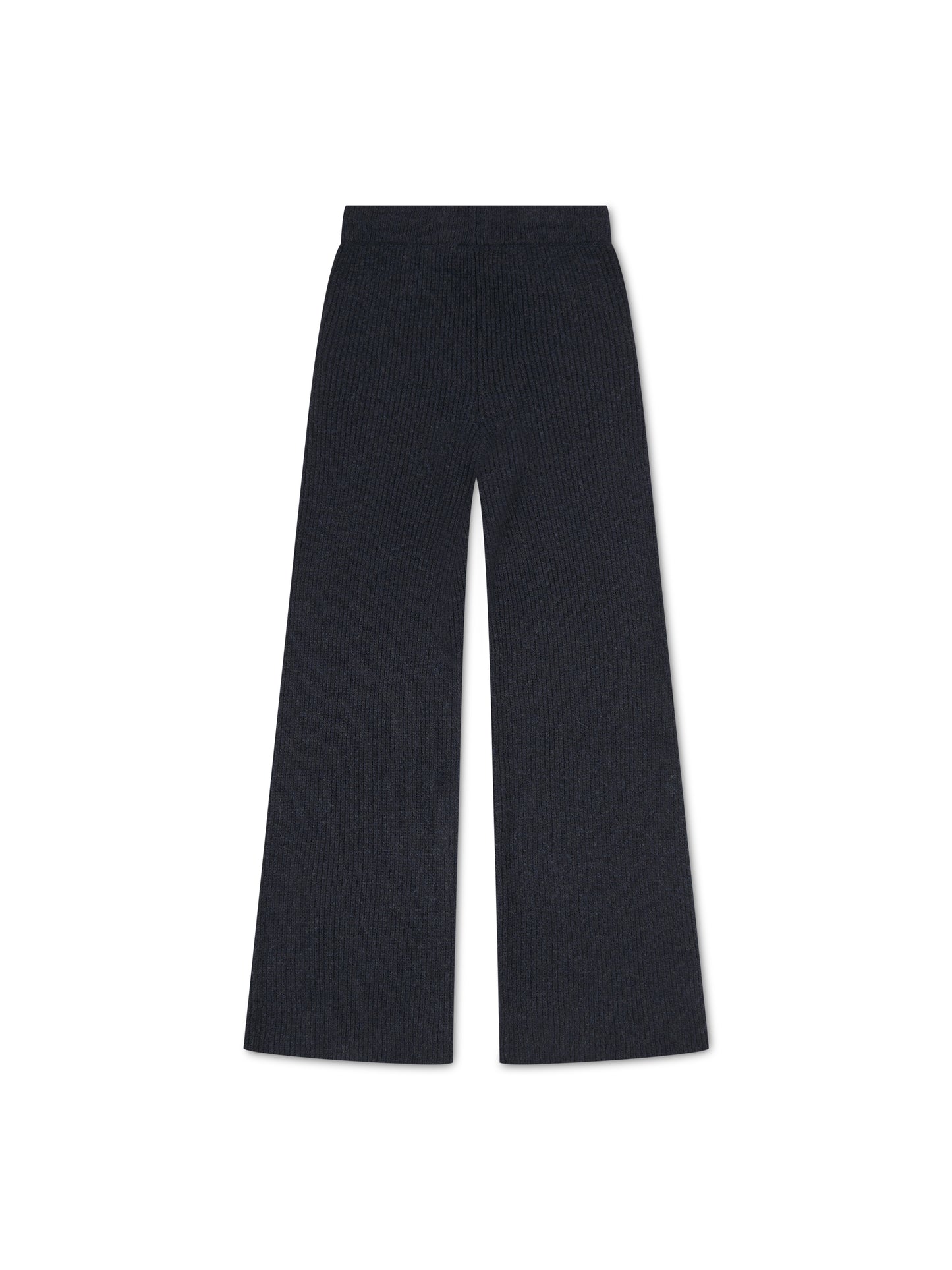 'CAMILLE' RIBBED DETAIL KNITTED WIDE LEG TROUSERS NAVY