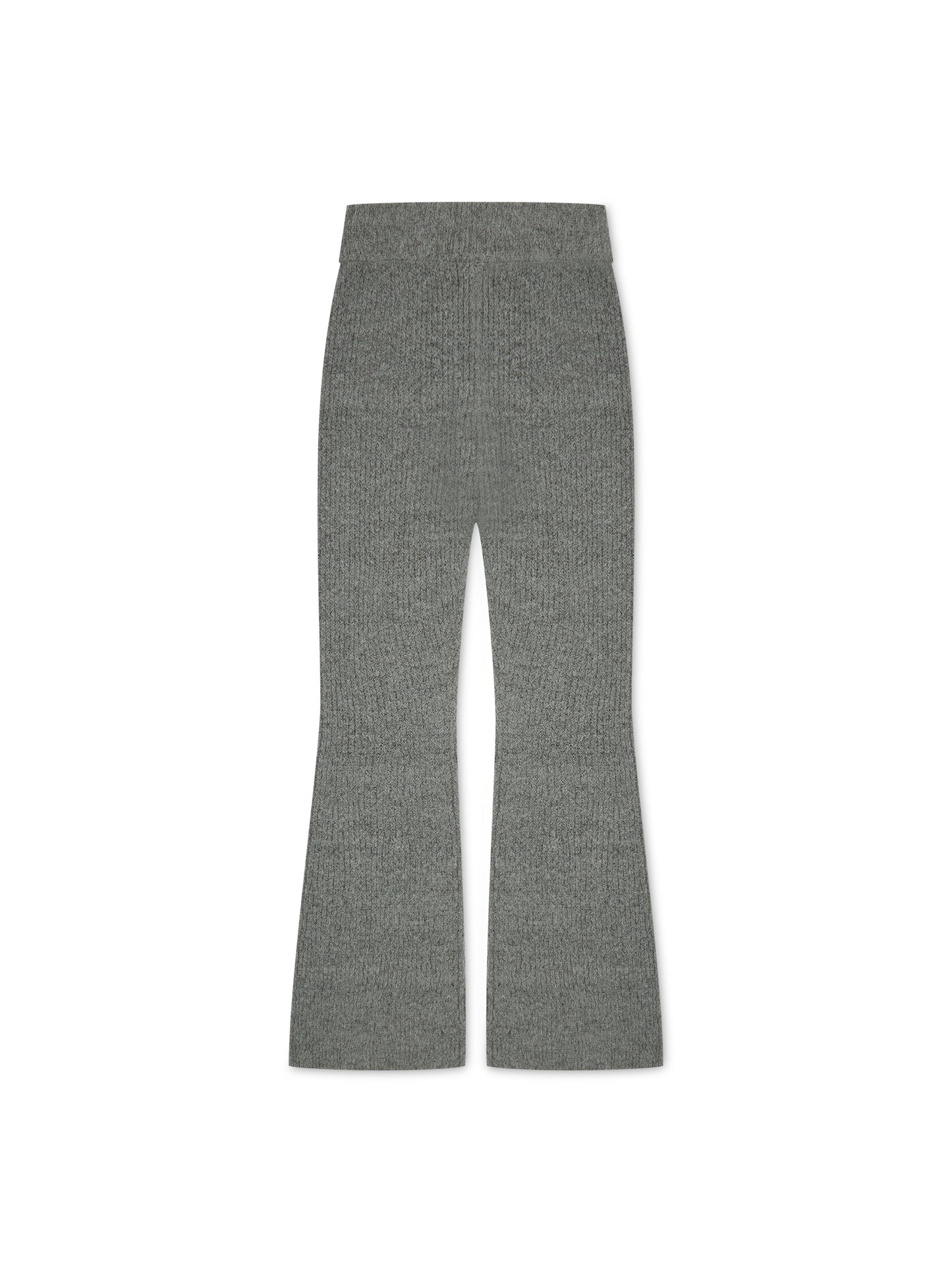 'CALME' TEXTURED KNIT FLARE LEG TROUSERS GREY