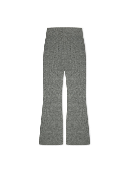 'CALME' TEXTURED KNIT FLARE LEG TROUSERS GREY