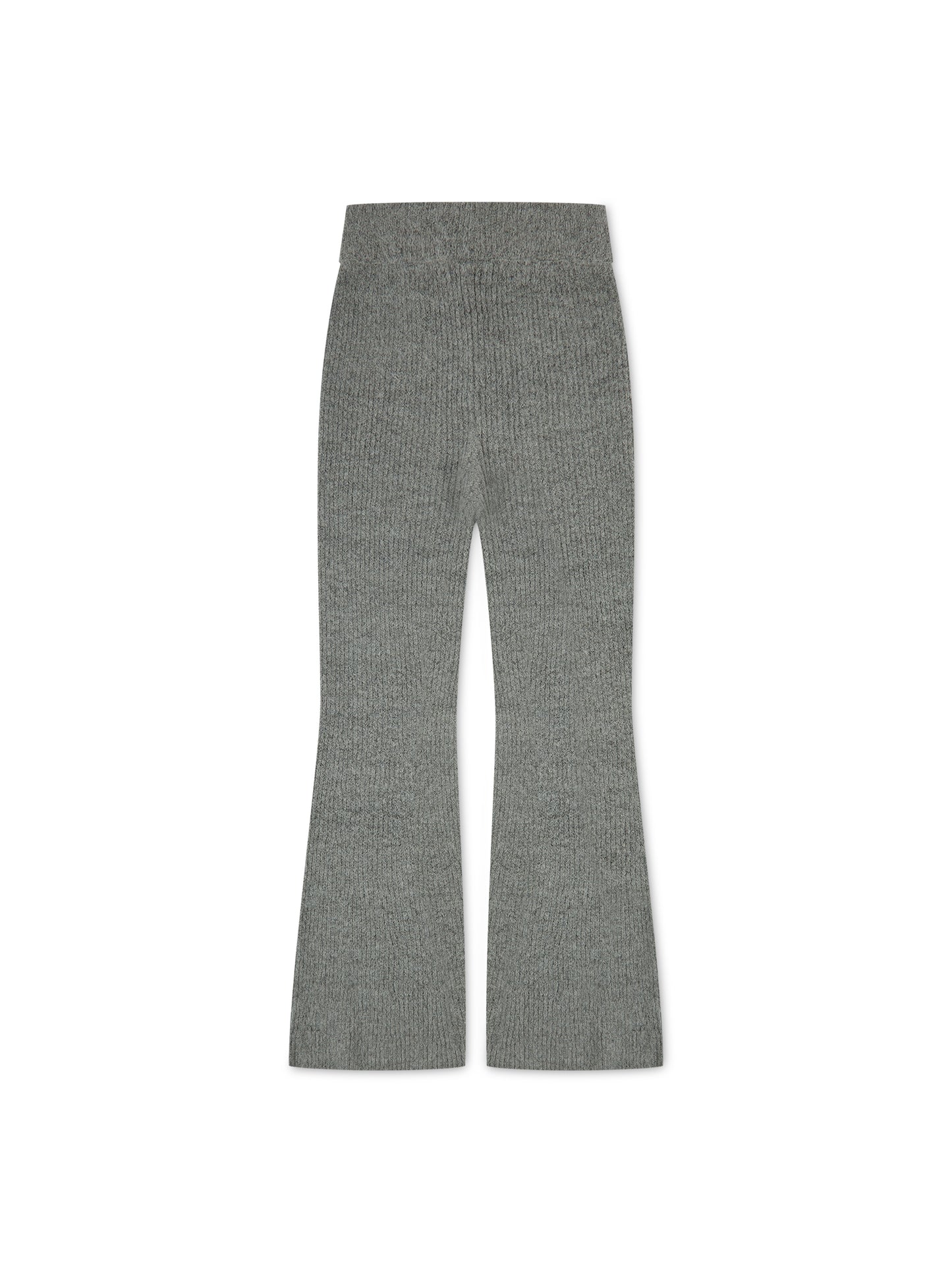 'CALME' TEXTURED KNIT FLARE LEG TROUSERS GREY