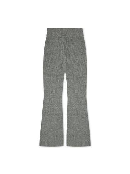 'CALME' TEXTURED KNIT FLARE LEG TROUSERS GREY