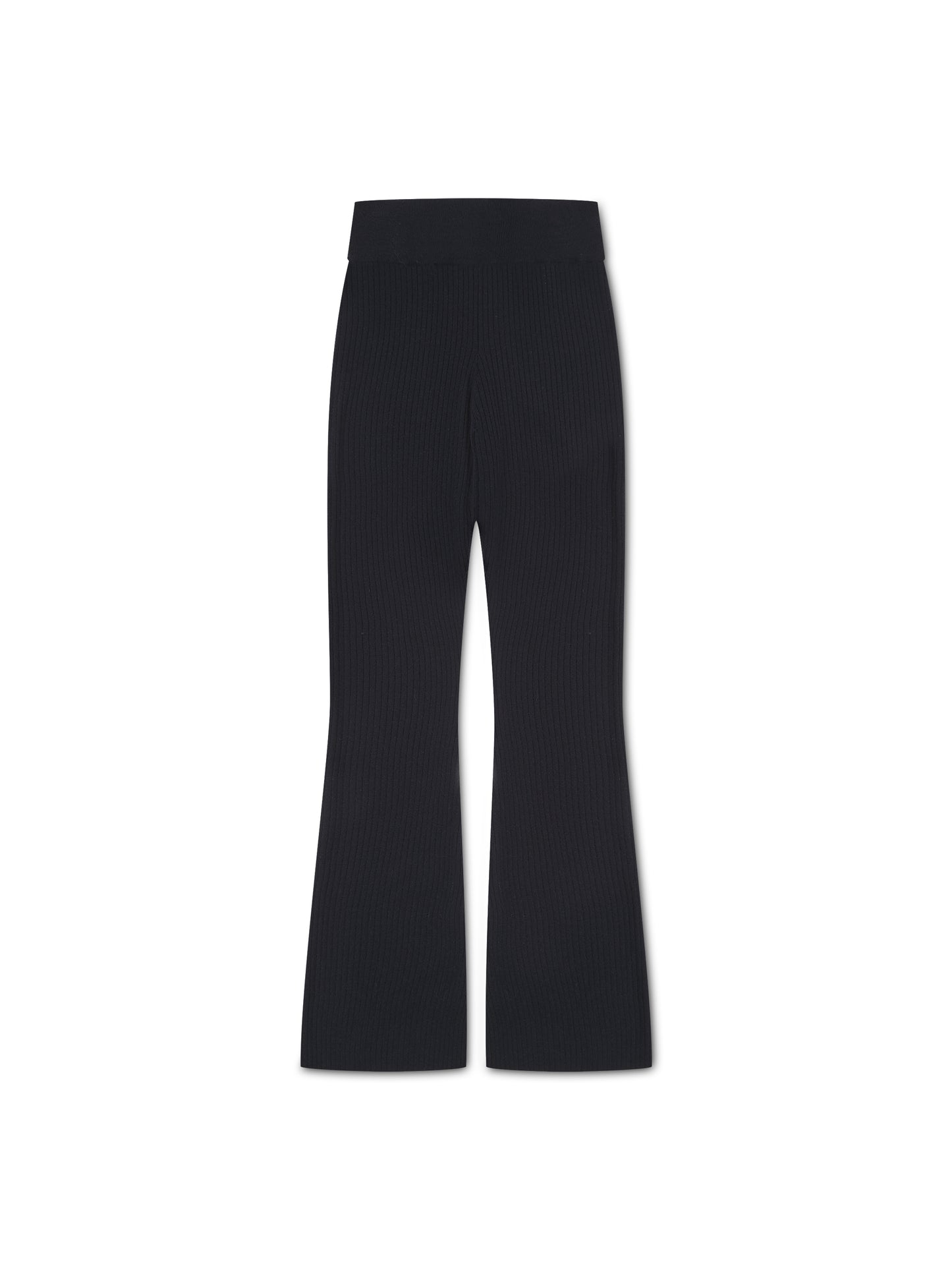 'AUSTIN' RIB KNITTED SPLIT HEM TROUSERS NAVY