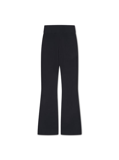 'AUSTIN' RIB KNITTED SPLIT HEM TROUSERS NAVY