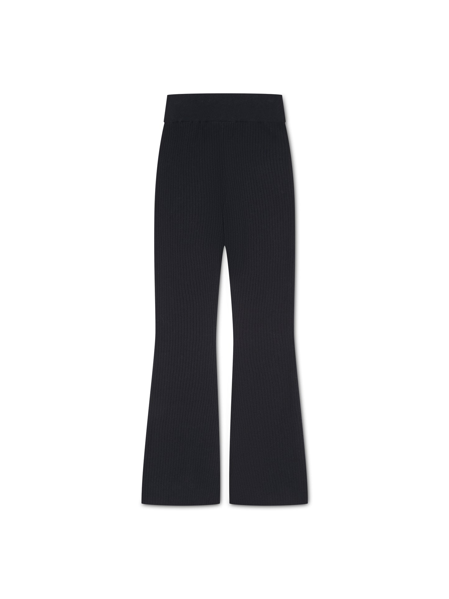 'AUSTIN' RIB KNITTED SPLIT HEM TROUSERS NAVY