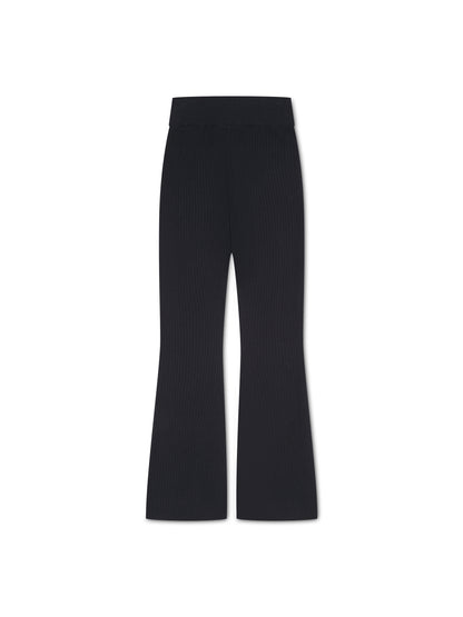 'AUSTIN' RIB KNITTED SPLIT HEM TROUSERS NAVY