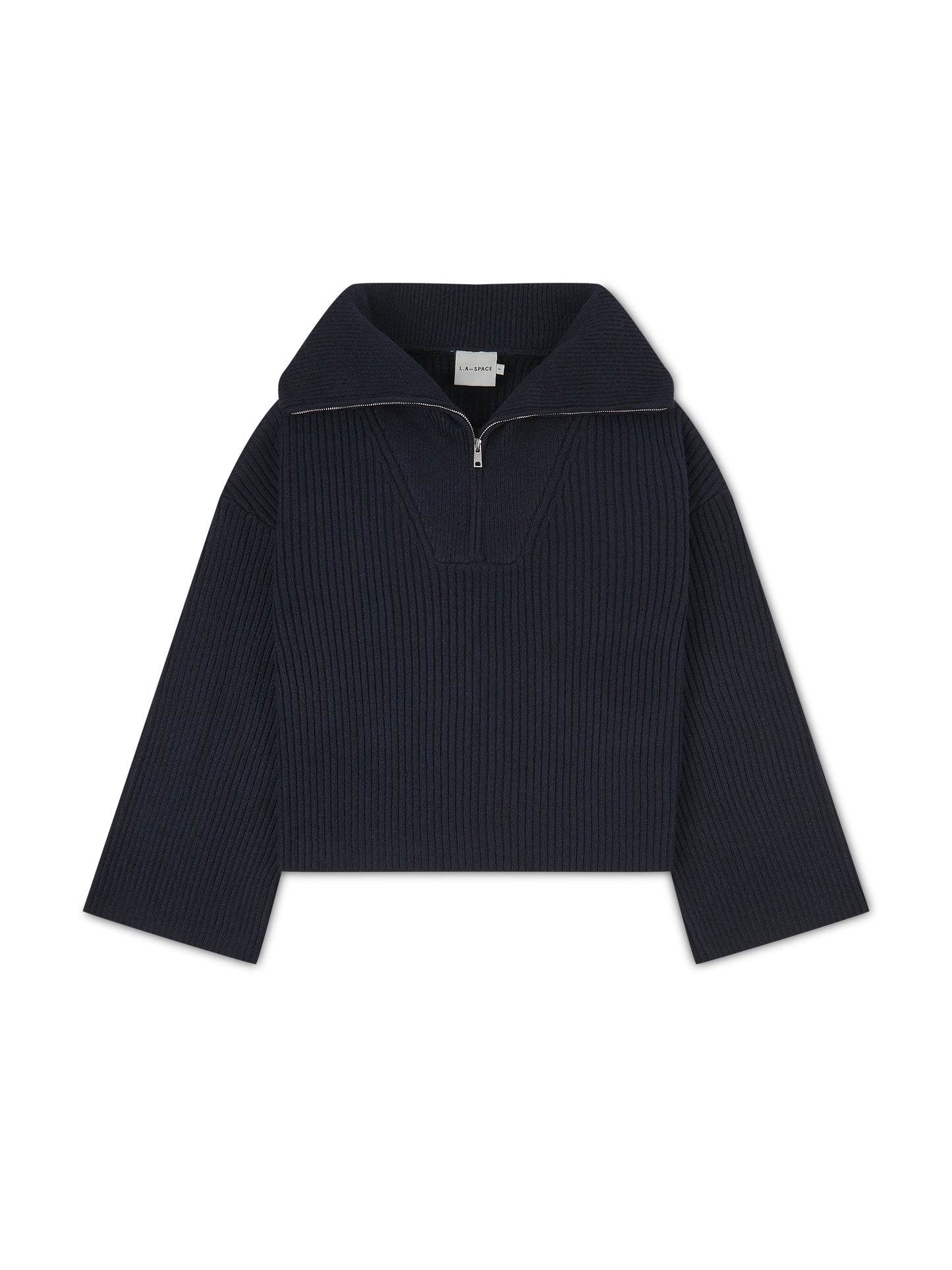 'DELPHINE' HALF ZIP FUNNEL NECK KNITTED JUMPER NAVY