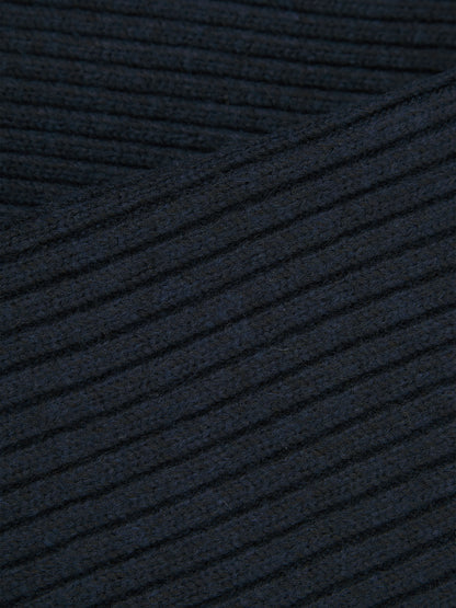 'DELPHINE' HALF ZIP FUNNEL NECK KNITTED JUMPER NAVY