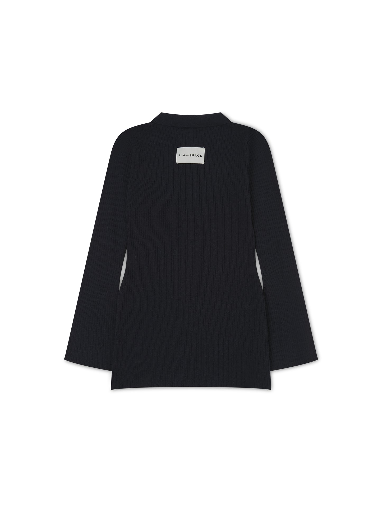 'AUSTIN' RIB KNITTED BUTTON THROUGH TOP NAVY