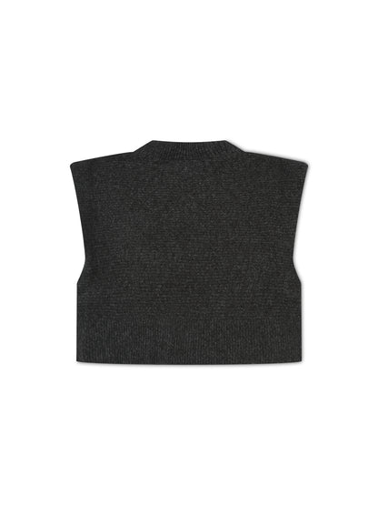 'MAINE' KNITTED APPLIQUÉ DETAIL VEST GREY