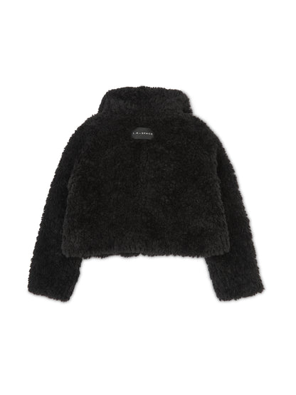 'GISELLE' FAUX FUR CROPPED COAT BLACK