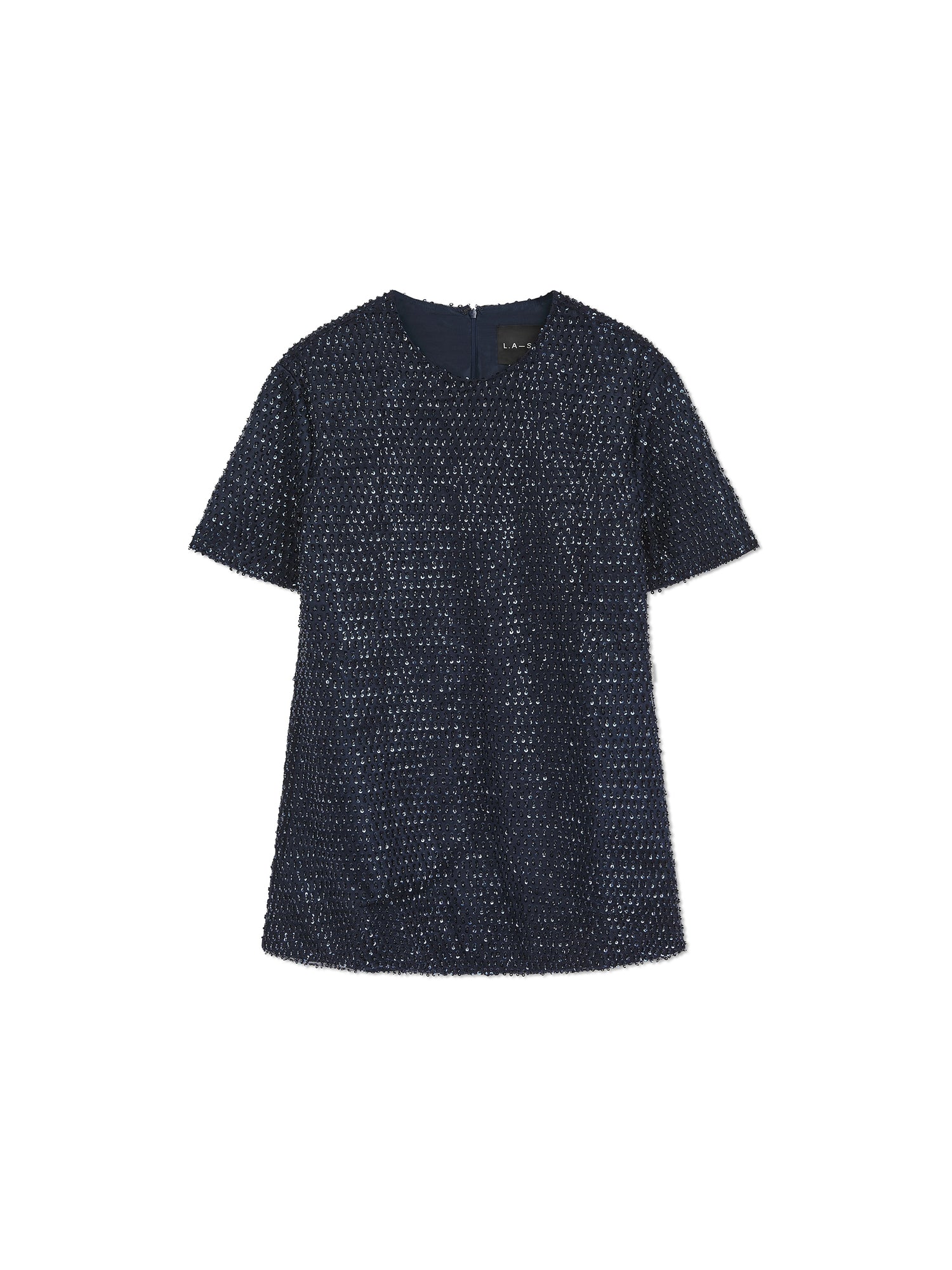 'JOY' SEQUIN EMBELLISHED A-LINE T-SHIRT DRESS NAVY