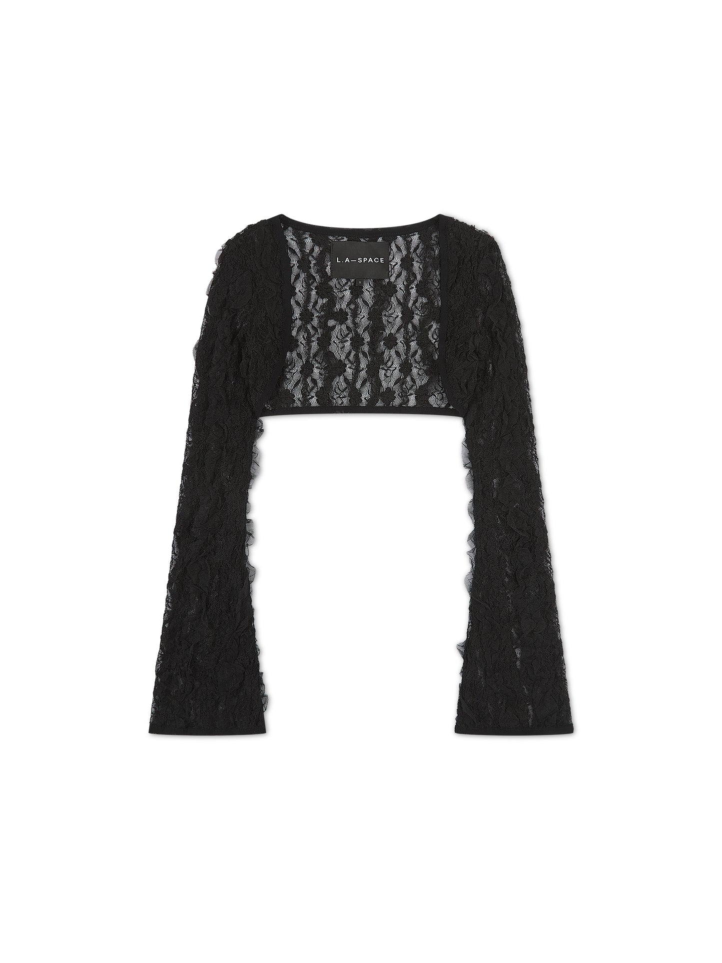 'KRISTINA' LONG SLEEVE LACE SHRUG BLACK