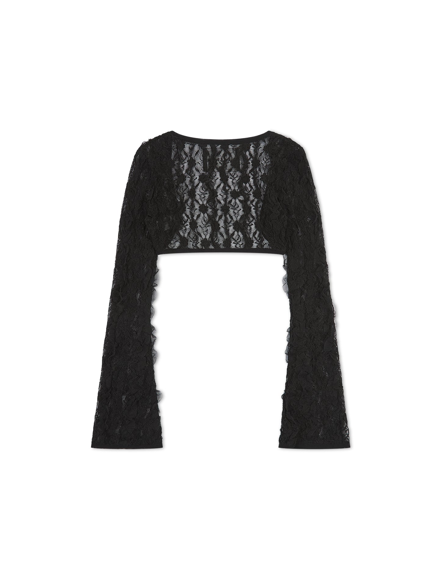 'KRISTINA' LONG SLEEVE LACE SHRUG BLACK