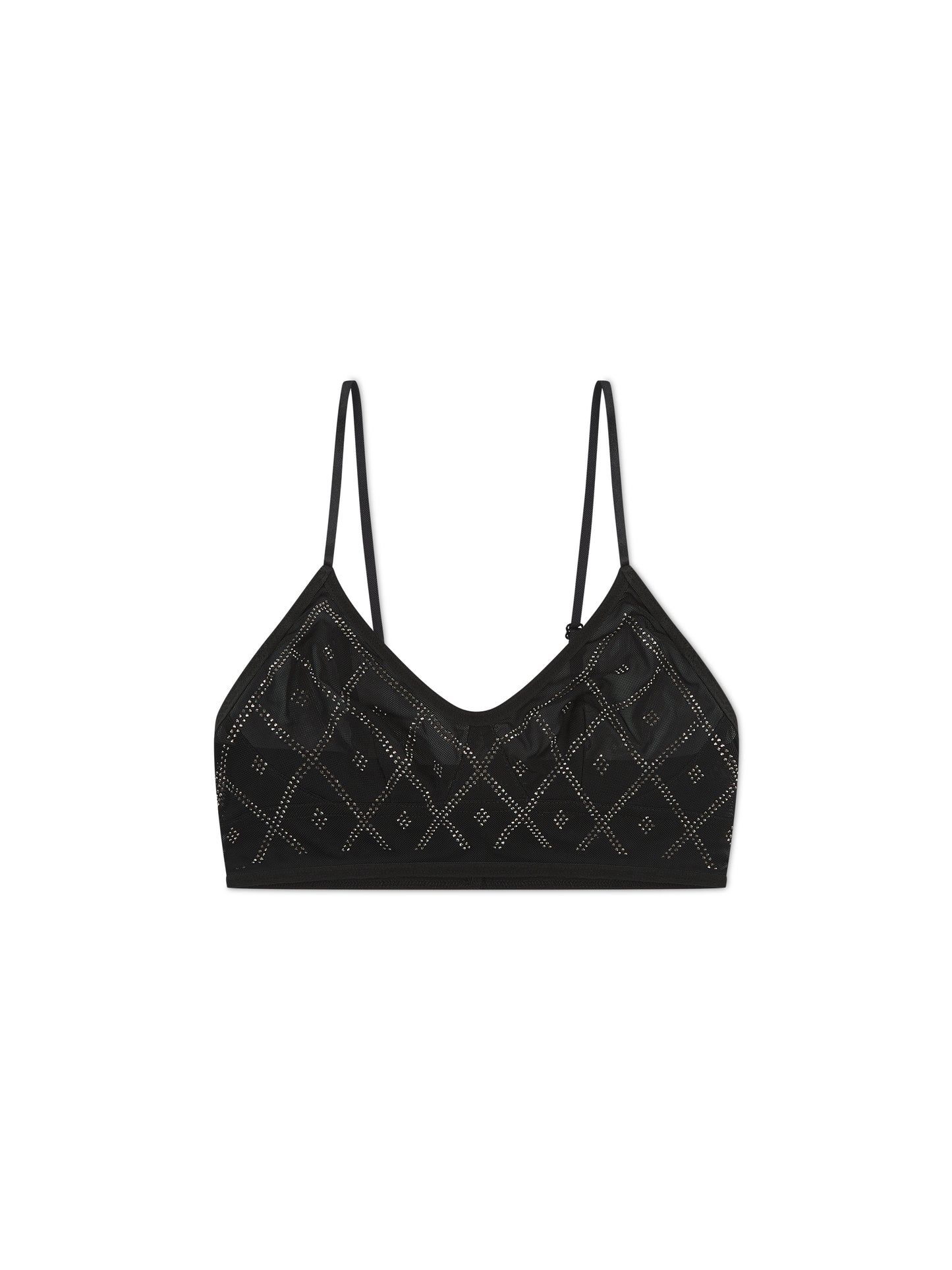 'LIZA' RHINESTONE MESH BRALETTE BLACK