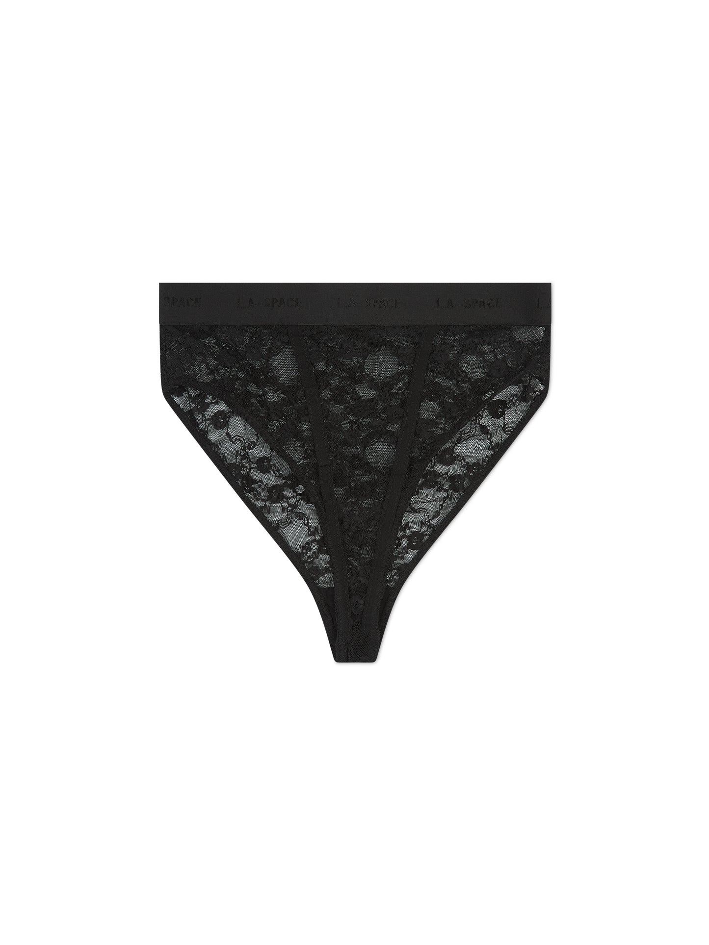 'MONROE' L.A-SPACE LACE HIGH LEG BRIEF BLACK