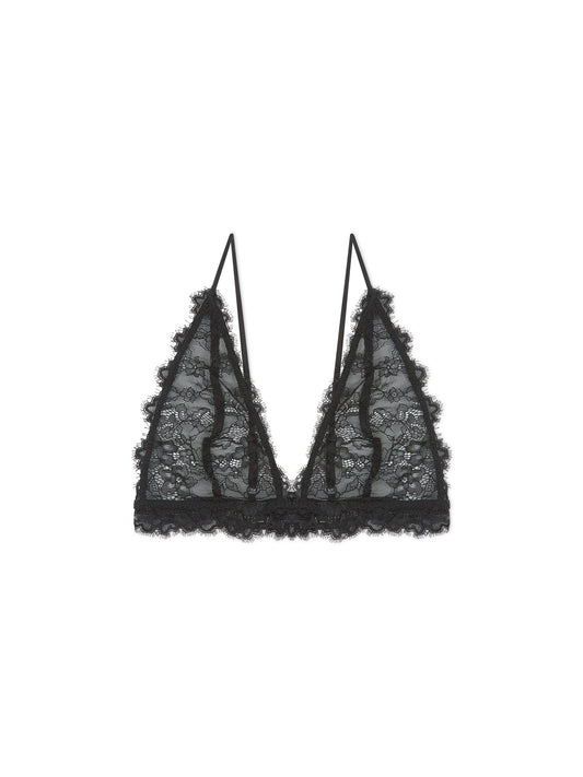 'COUCOU' EYELASH LACE BRALETTE BLACK