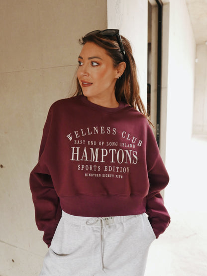 ‘HAMPTONS' EMBROIDERED CROPPED SWEATSHIRT