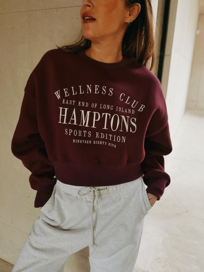 ‘HAMPTONS' EMBROIDERED CROPPED SWEATSHIRT